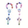 1PC Colorful Ceramic Bead Bracelet - Cartoon Cartoon Cross Bracelet Catholic Holy Christ Cross Prayer Bead