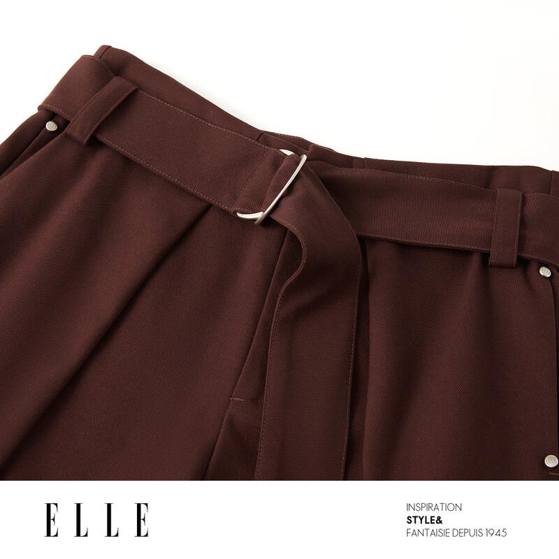 ELLE Women's High-Waist Lamb Wool Wide-Leg Pants