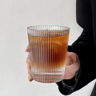 240ml Vertikal Gestreiftes Trinkgeschirr Nadelstreifen Wasserbecher Kreative Glasbecher Süße Kaffeetasse Schlichte Milchtasse Transparentes Tumblerglas