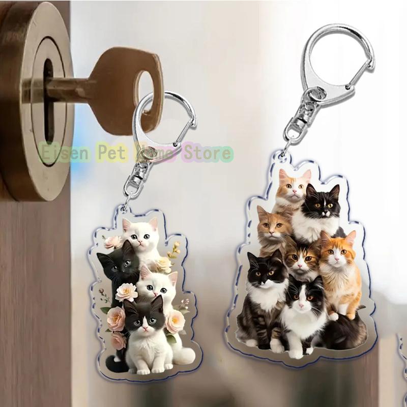 Funny Cat Key Chain Keychains Ring for Accessories Bag Pendant Keyring Jewelry Cute Animal Pet Llaveros Friends Gifts Cool Cats