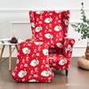 Christmas Wing Chair Cover Elastic Relax Sofa Cover Armchair Wingback Slipcover Christmas Decor with Seat Cushion