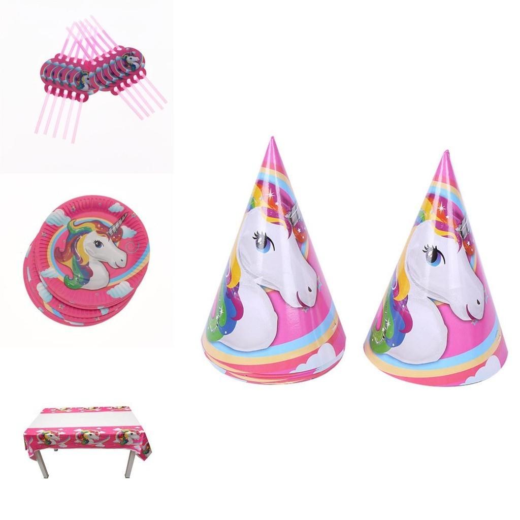 Magical Unicorn Kids Birthday Party Supplies Featuring Colorful Plates Cups And Banners