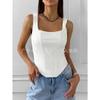 Top Corto Corsetto Bianco da Donna con Scollo Quadrato Bustier Strutturato Spalline Sottili