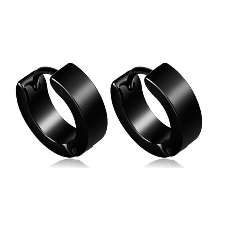 1 pair Punk Multiple Styles Fashion Black Color Stainless Steel Simple Earrings for Women And Men Punk Zircon Gifts