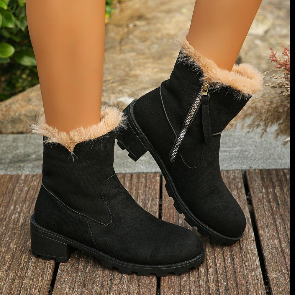 Fashion Winter Thick Plush Snow Boots Women Faux Suede Non-slip Woman Keep Warm Cotton Padded Shoes Platform Ankle Booties Size 36-43