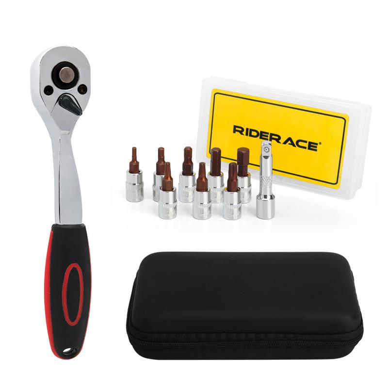 1/4" Torque Ratchet Wrench Set Bicycle Repair Tools For Vehicle Bike Socket Screwdriver Kit Cycling Allen Key Spanner Hand Tool
