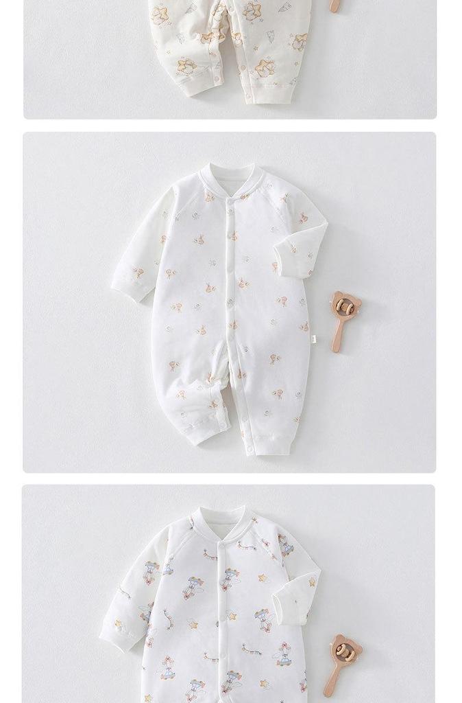 Baby Padded Romper: Warm, Boneless, Thickened Cotton, Double-Breasted, Perfect for Autumn and Winter - 40g Children's Crawling Suit
