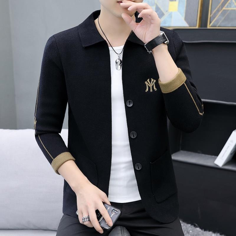 

Новый осенне-зимний универсальный кардиган, модная куртка, молодежный удобный свитер, мужской вязаный свитер 195 чёрный