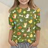 Kinder Tierdruck Rundhals Dreiviertelarm Lässiges T-Shirt Weicher Bequemer Stoff Leichtes Design Geeignet für den Alltag