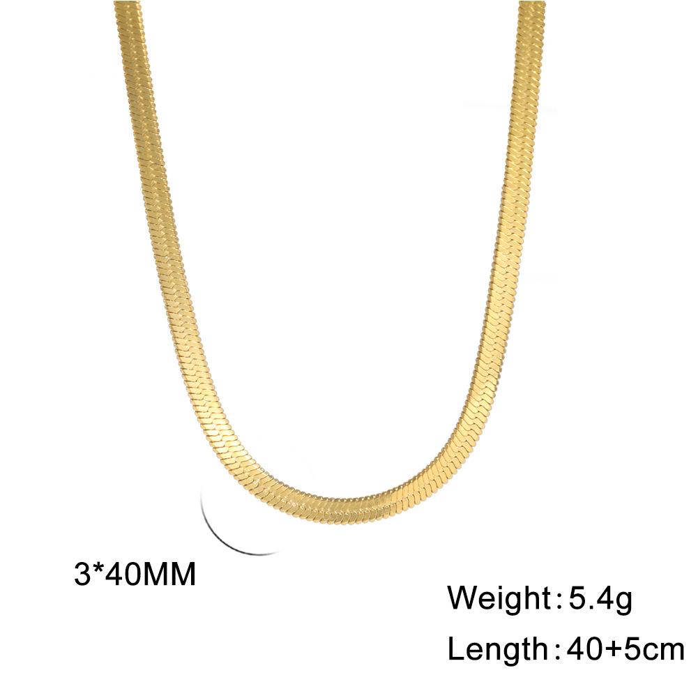Simple Snake Chain Gold Necklace Unisex Fashion Jewelry Popular Collarbone Chain