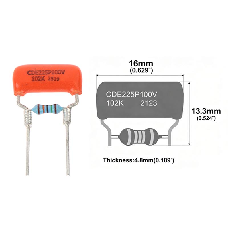 Seramik Kapasitör ve Hassas Dirençli Profesyonel Treble Bleed Modu Elektrik Gitar Bas İçin .001Uf+150K