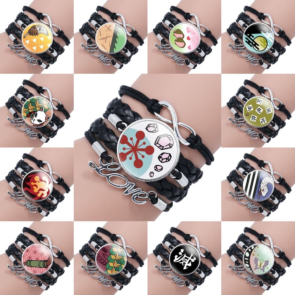 Slayer Demon Bracelet Anime Peripheral Multi Storey Handmade Black Gift Leather