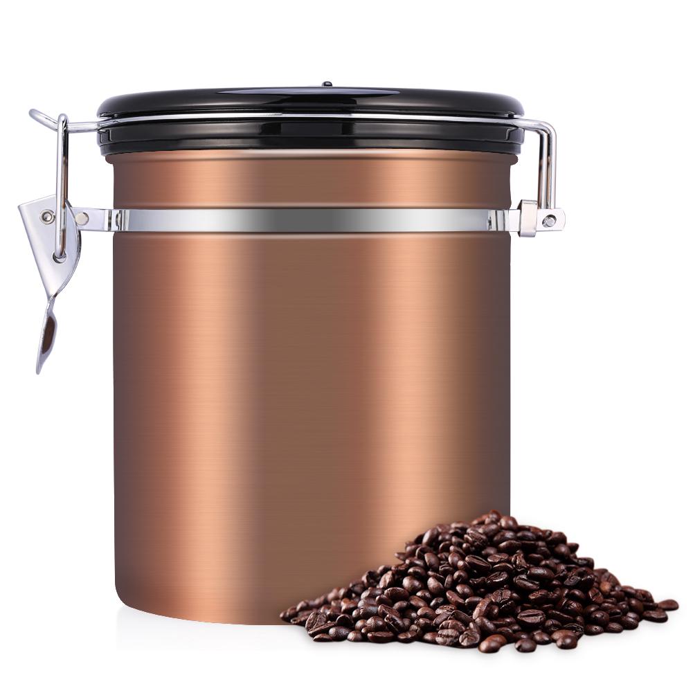 1.5L 304 Stainless Steel Airtight Coffee Beans Container Storage Canister Can