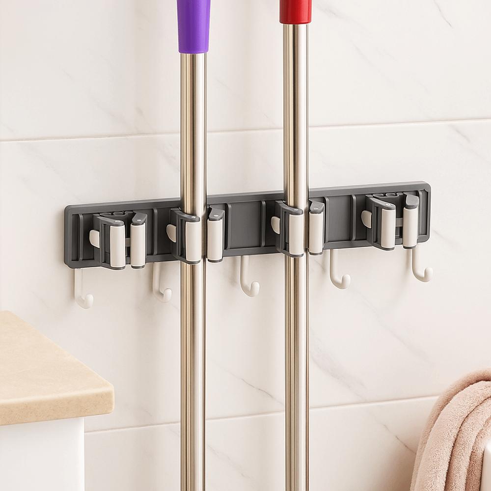 Clip Design Mop Holder Multi-Purpose Mop Broom Organizer Rack Wall Mounted Mop Clip  Kitchen