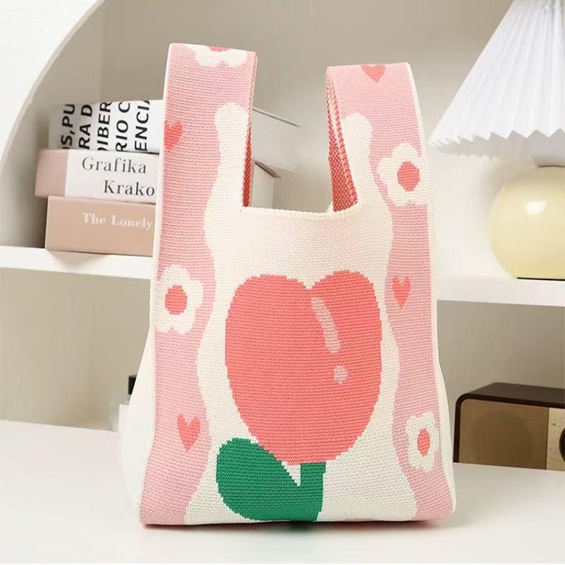 2026 New Year Red Lucky Gift Bag - Knitted Tote with Envelope Design, Perfect for Annual Meetings and Celebrations