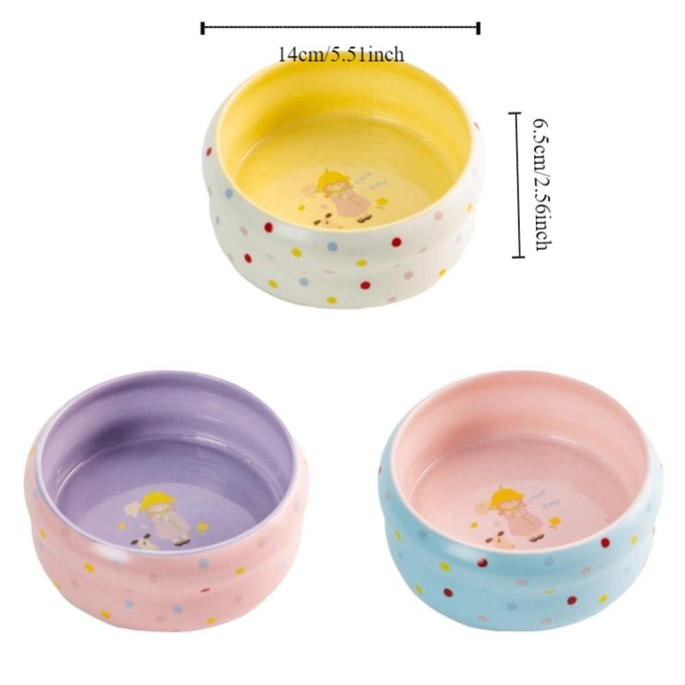 Cute Wide Mouth Ceramic Cat Bowl Cartoon Heavy Base Pet Water Bowl Donut Shape Anti-Tip Pet Food Bowl Pet Households