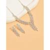 3 Fashionable and Elegant Women's Dazzling Flower Rhinestones V-shaped Necklaces, Earrings, Gorgeous Jewelry, Date Gifts