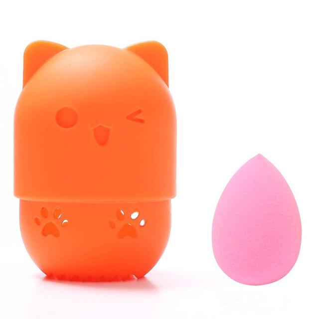 Mini Makeup Sponge Egg 10 Colors Cosmetic Puff Cute Silicone Powder Puff Drying Holder Make Up Tool