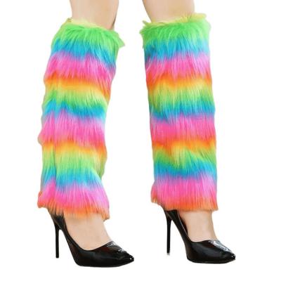 Fashion Soft Fluffy Faux Fur Leg Warmers Colorful Thick Warm Knee Sleeve Comfortable Elastic Knee High Boots Cover Winter Season