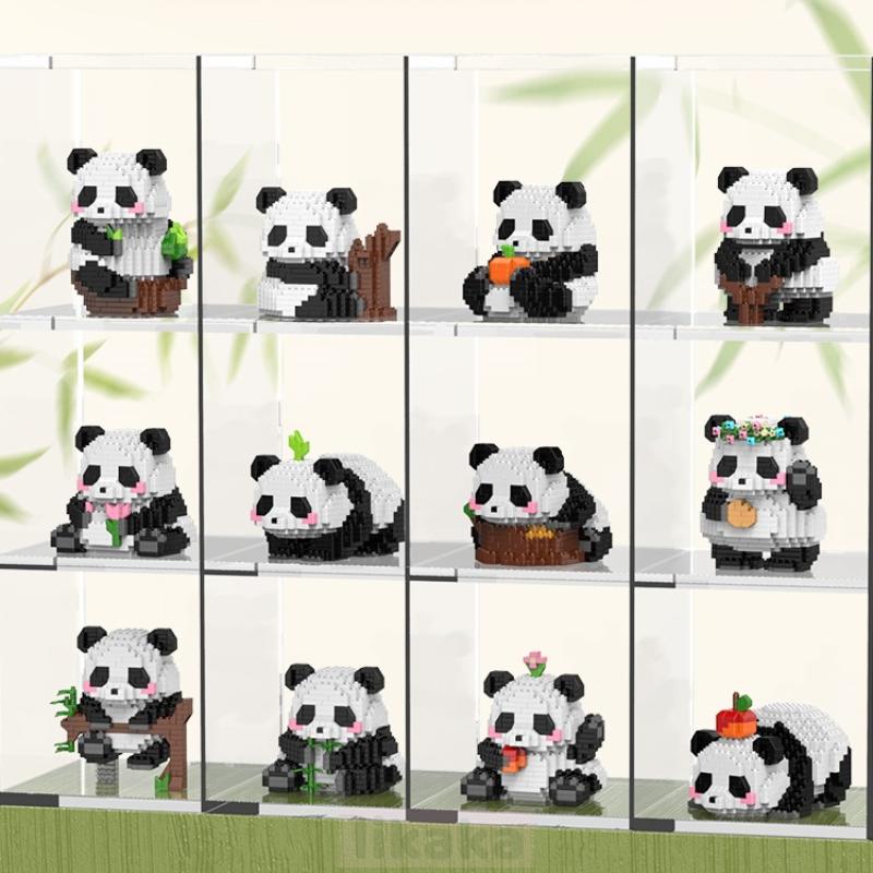 Cute Panda Construction Blocks Diy Blocks Micro Blocks Creative Panda Animal Toys Diamond Blocks Toys For Kids Young Boys Girls Gifts