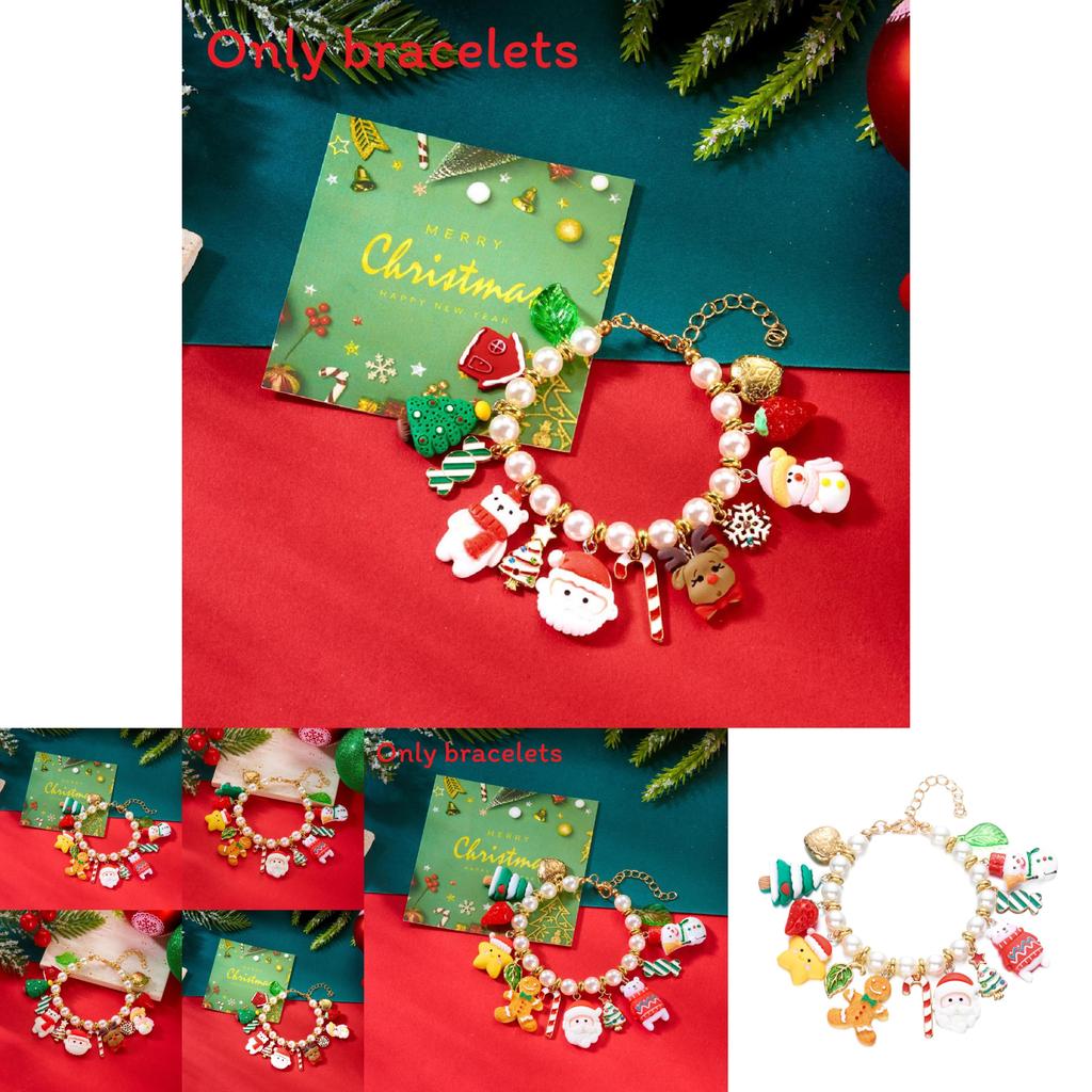 Bracelet Flocon de Neige Père Noël Perles Artificielles Pour Femmes et Hommes Cadeau