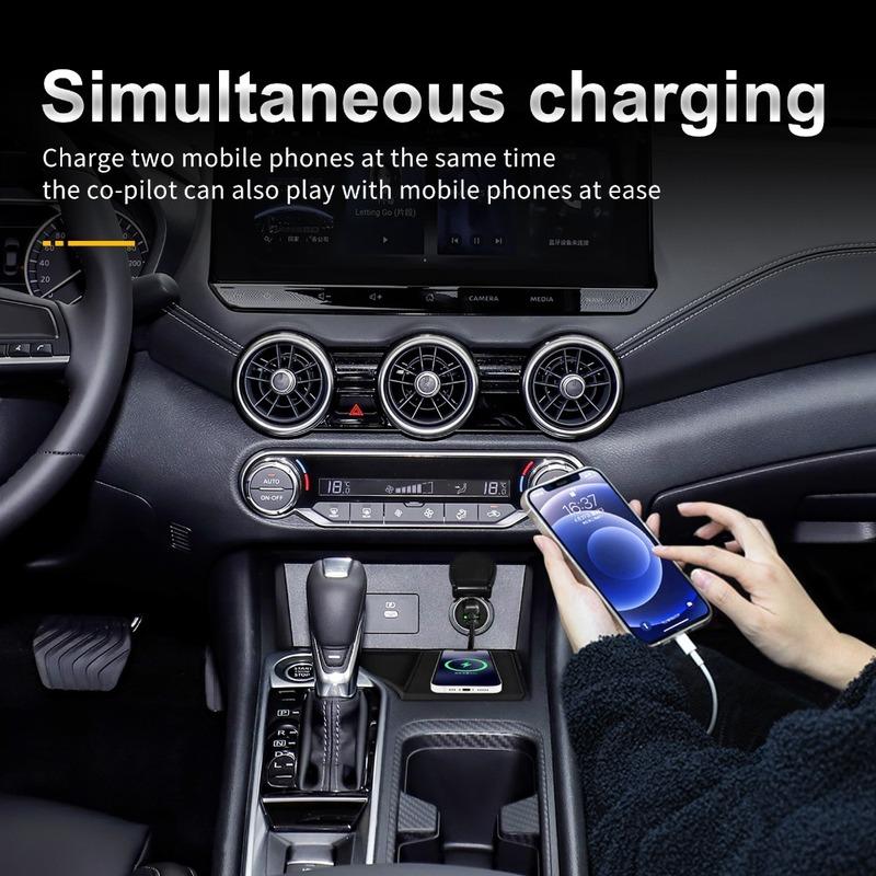 Car Wireless Charger Pad Stable Fast Charging For Nissan Sylphy Sentra -25 Center Console Storage Box Decoration Accessories