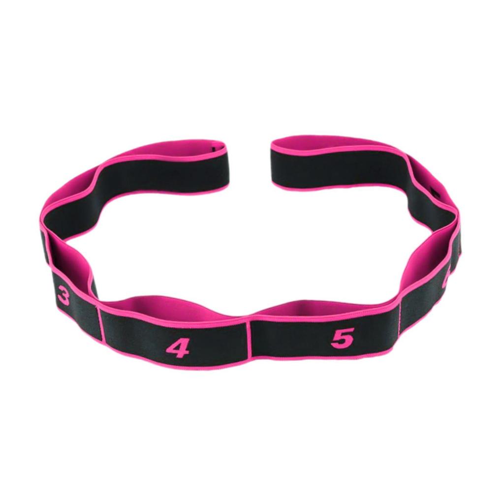 8 Segment Yoga Stretch Strap Elastic for Upper Lower Body Shoulder Leg rose red