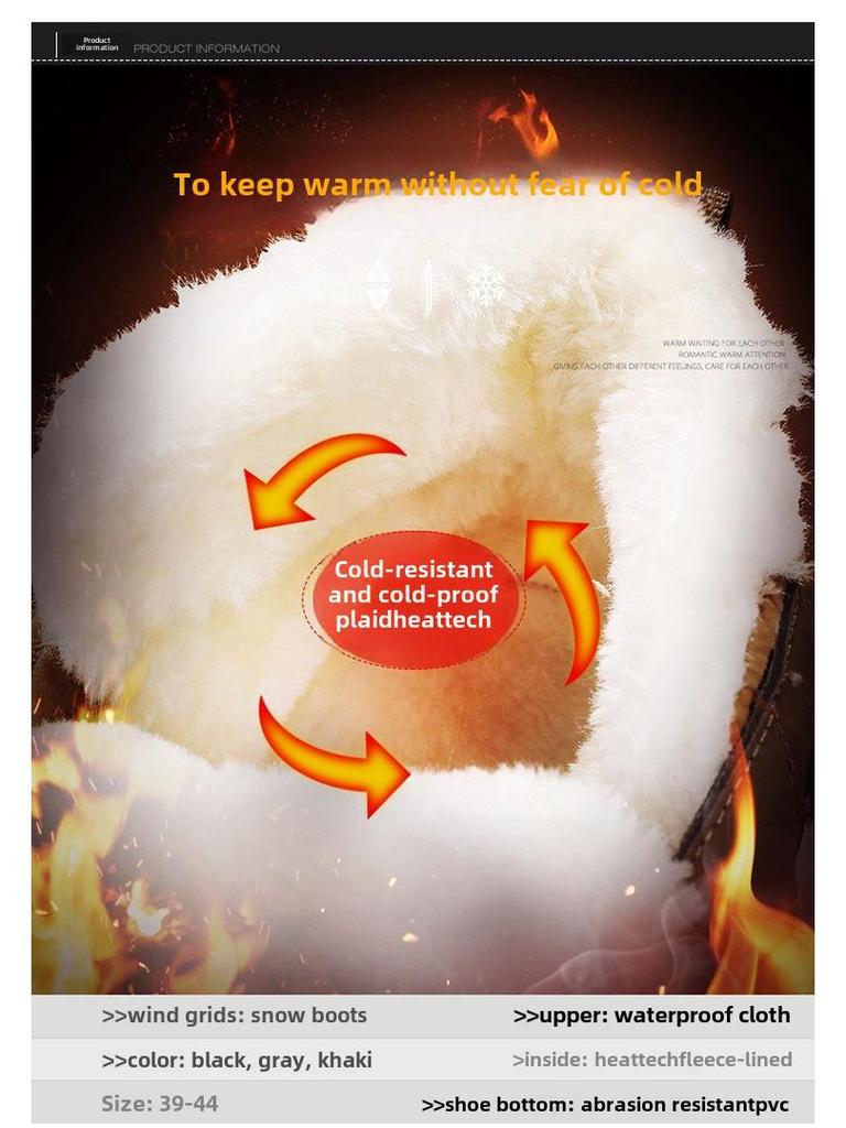 Men's Northeast Waterproof Leather Snow Boots with Fur Lining - Warm, Non-slip, Winter Cotton Shoes