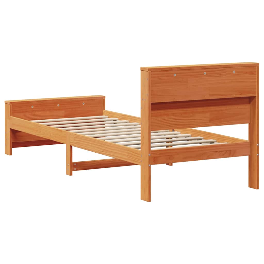 Bed Frame with Headboard Wax Brown 75 x 190 cm Engineered Wood