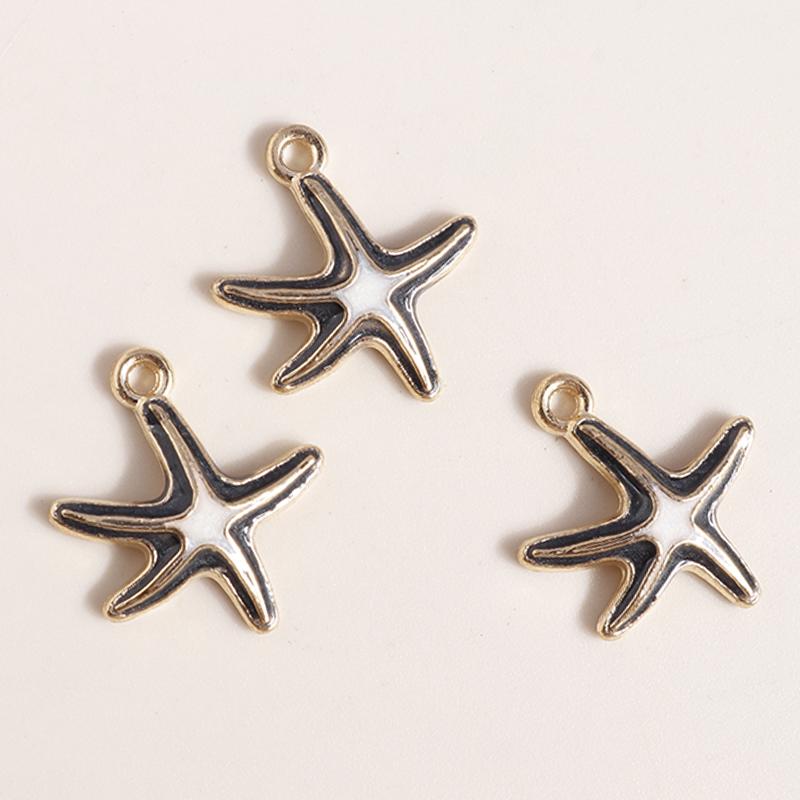 Leslie 10pcs Mix Cute Enamel Marine Organism Starfish Charms Pendants of Necklace Earrings Keychain Handemade DIY Jewelry Making