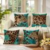 1/4 Stück Wildes Leopardenmuster Kissenbezüge Türkis Braun Safari Tier Dekorative Kissenbezüge für Zuhause Sofa Couch Kissenhülle