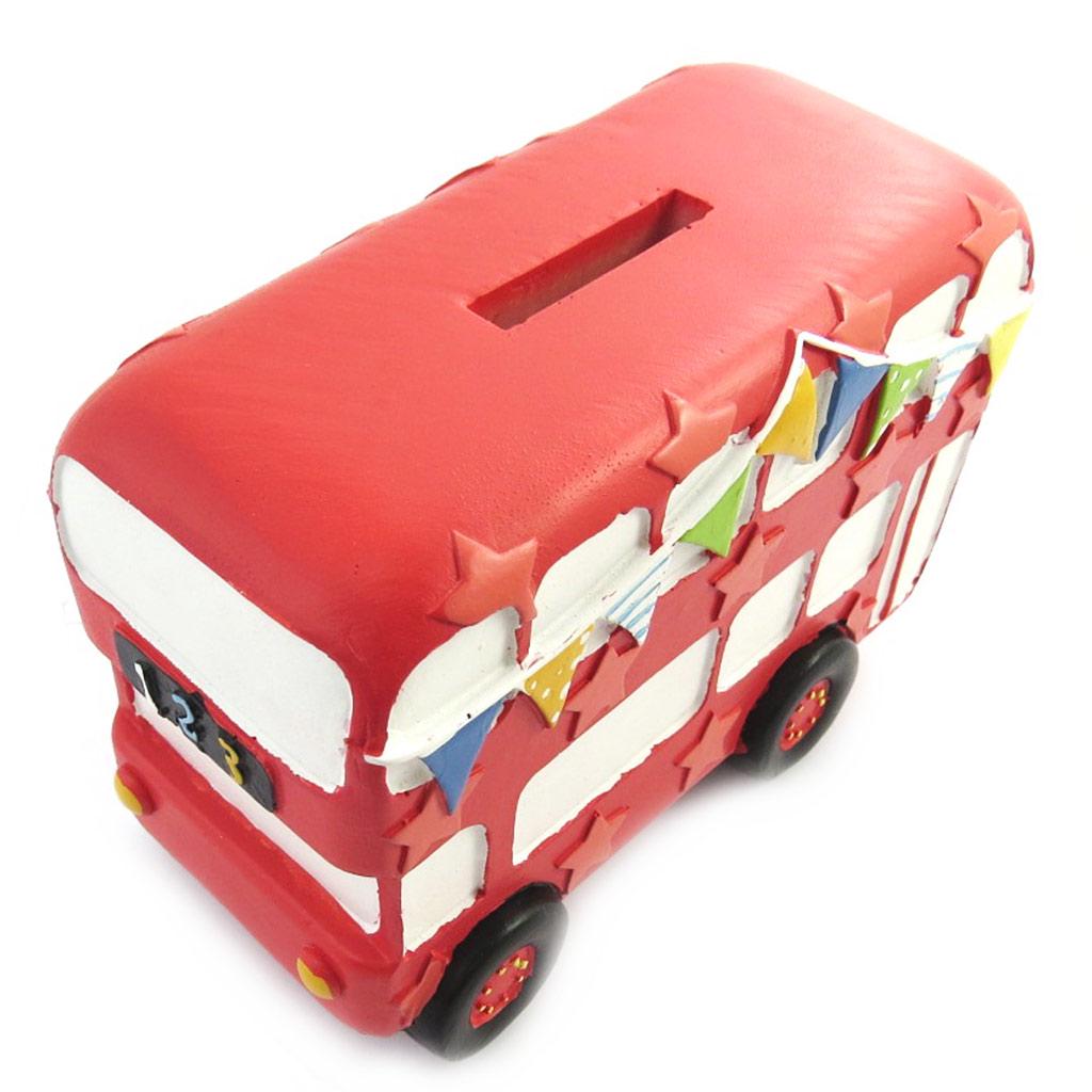 Les Trésors De Lily [M7749] - Tirelire résine 'Bus Anglais' rouge (2 étages) - 12x9x6 cm