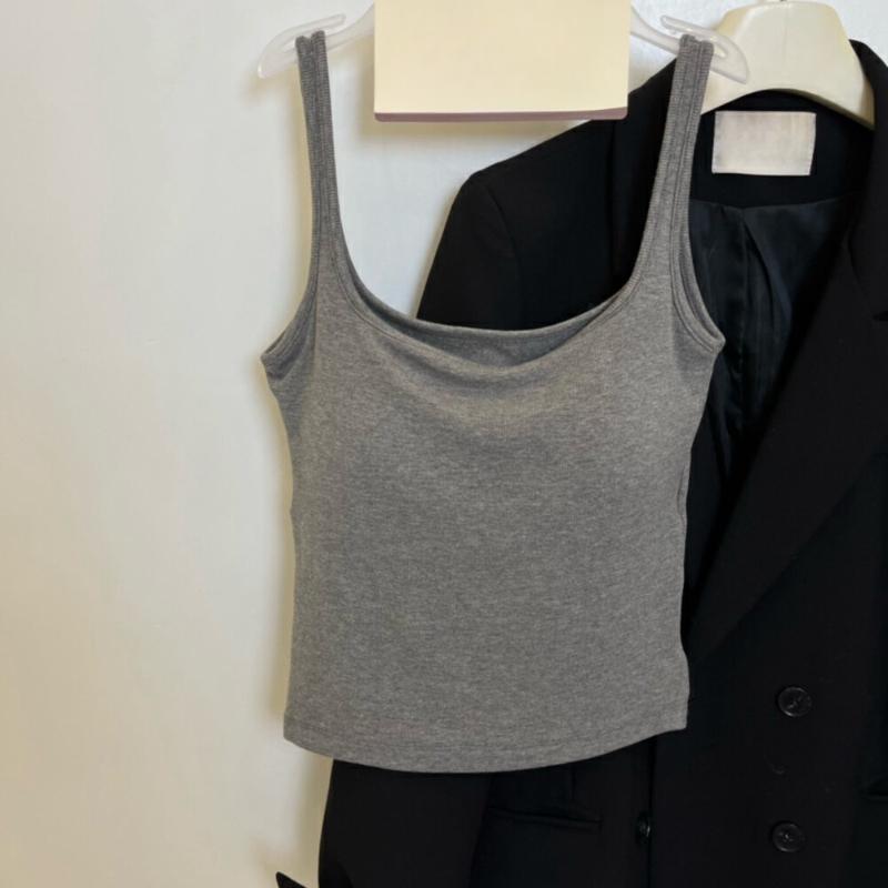 Shaved Style Slimming Square Tie Chest Pad Female Slim Fit Versatile and Elastic Inner Layer Top with Camisole Base