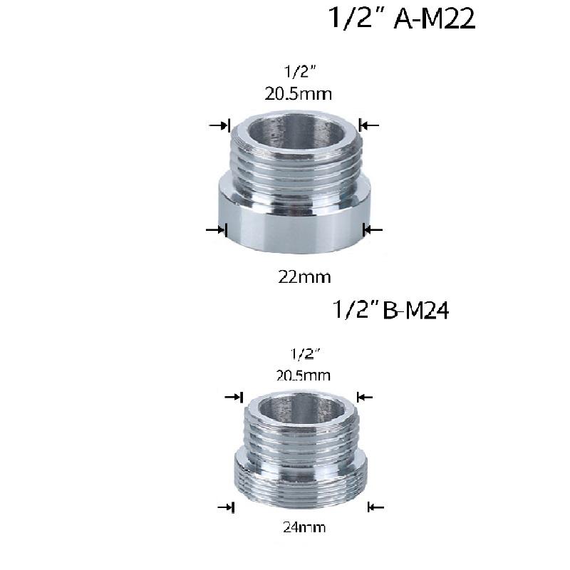 Water Faucet Coupler 1/2'' M16 M18 M20 M22 M24 M28 Thread Connector Tap Shower Adapter Bubbler Kitchen Bathroom Reducer Joint