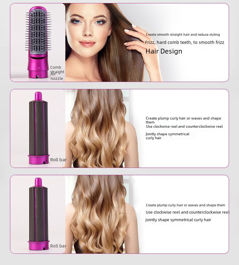 5-in-1 Hot Air Comb: Automatic Curler & Straightener, Constant Temperature, Hair-Safe Styling Comb, Powerful Hair Dryer