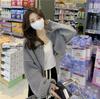 Women's Gray Knit Cardigan – Loose Design for Spring and Autumn, Long Sleeve Top