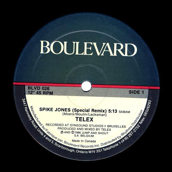 

12-дюймовая пластинка TELEX Spike Jones BLVD026 Boulevard Recor 1986 Канада Танцевальная Электроника Б/у