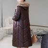 Winter Woman Faux Sheepskin Coats Hooded Elegant Thick Warm Winter Long Parkas Female Leather Jacket