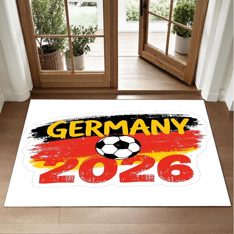 Germany National Football Team Design Crystal Velvet Rug Soft Decorative Mat for Bedroom Entrance