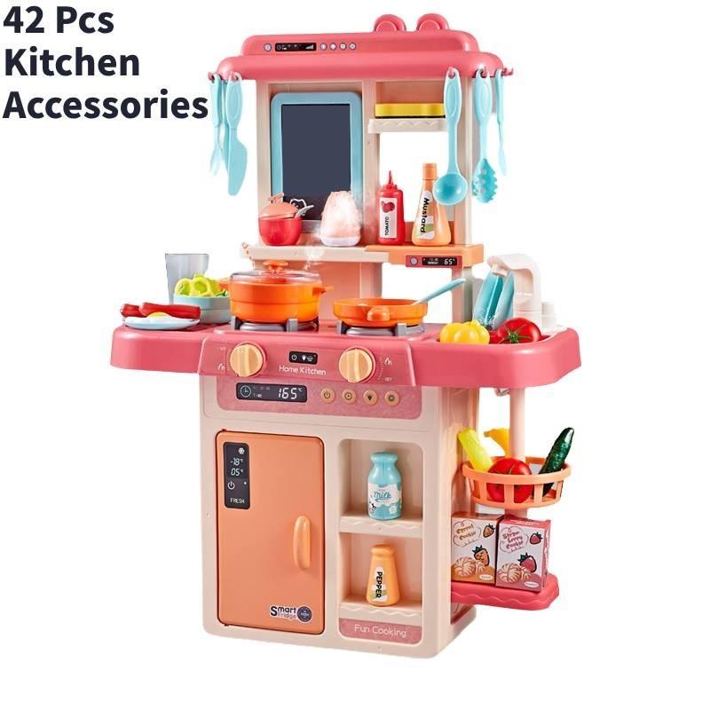 Large Educational Kids Kitchen Toy Set With Realistic Cooking Features And Spray Function