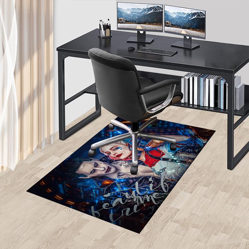 Harley Quinn & Joker: The Beautiful Crime Wall Art Print Office Mat Home Decor Office Desk Chair Rugs Chair Carpet for office Chair Mat Gift