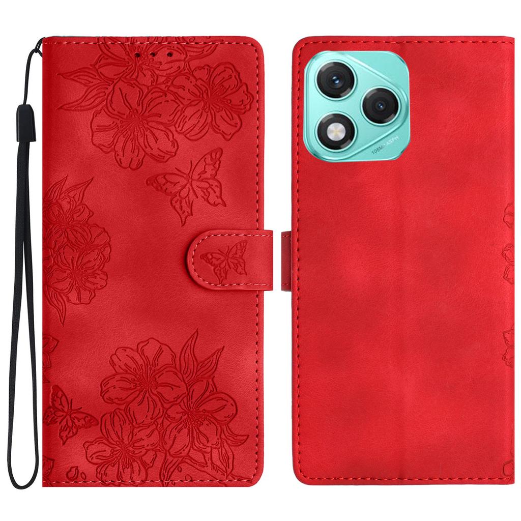 For Honor 400 Lite 5G Case Butterfly Flower Pattern Skin-Touch Leather Phone Cover