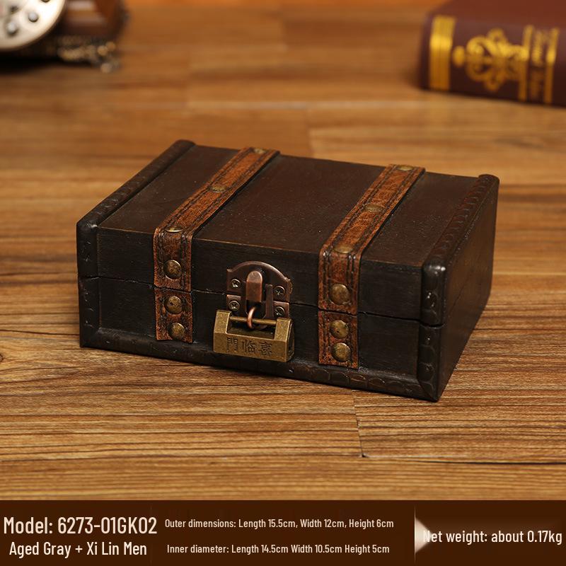 Vintage Wooden Lockable Storage Box for Jewelry and Accessories