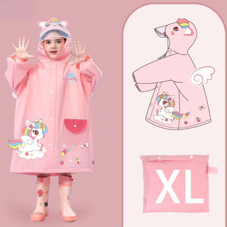 A Boy Girl Casual Cute Unicorn Print Waterproof Hooded Raincoat, Long Sleeve Zipper Hooded Poncho, Children's Raincoat Outdoor