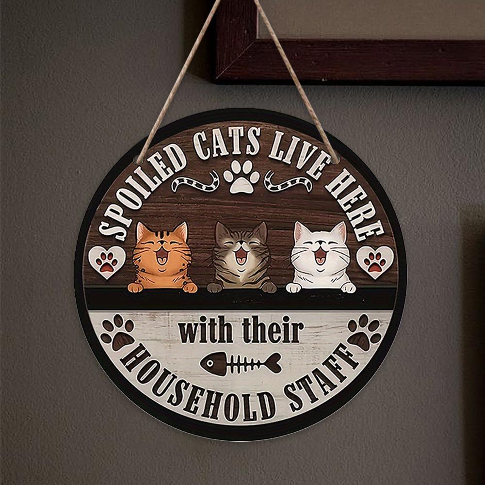 Creative Wooden Cat Welcome Sign - Fun Pet Lover Wall Decoration