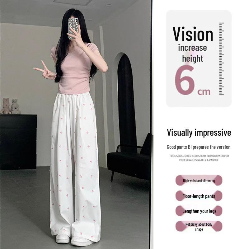 

Floral Yamamoto Women s High Waist White Wide Leg Pants with Slimming Bow - 145 Petite Summer 2025 Edition XL (116-125 jin)