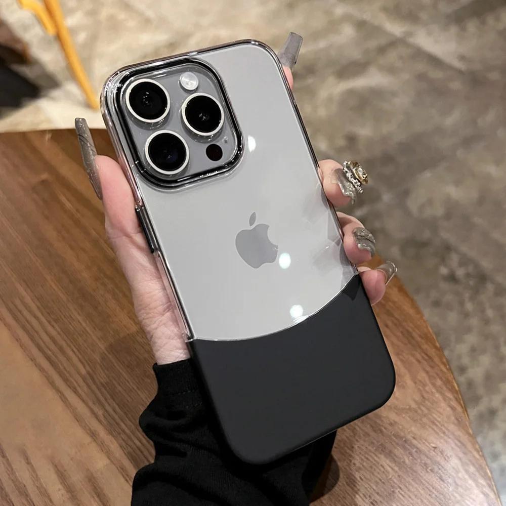 Luxury Transparent Splice Color Clear Case For iPhone 17 16 15 Pro Max 13 14 Plus Removable Acrylic Shockproof Protection Cover