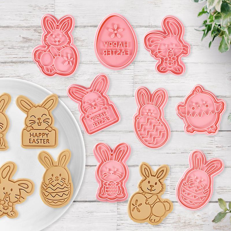 8/16pcs Easter Cookie Cutter Mold Set Easter Eggs Rabbit Biscuit Fondant Mould For Easter Party Cake Decoration DIY Baking Tools