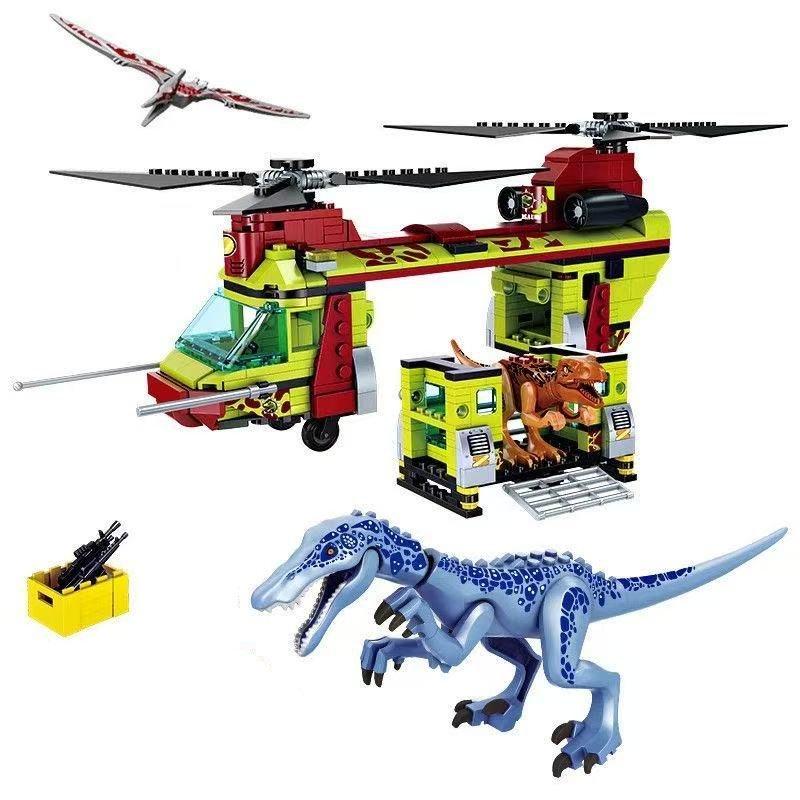 Jurassic Dinosaur Series Rescue Tyrannosaurus Rex Helicopter Building Block Toy for Children Educational Gift FC3722 NO BOX