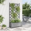 Planter with Trellis Grey Solid Pine Wood